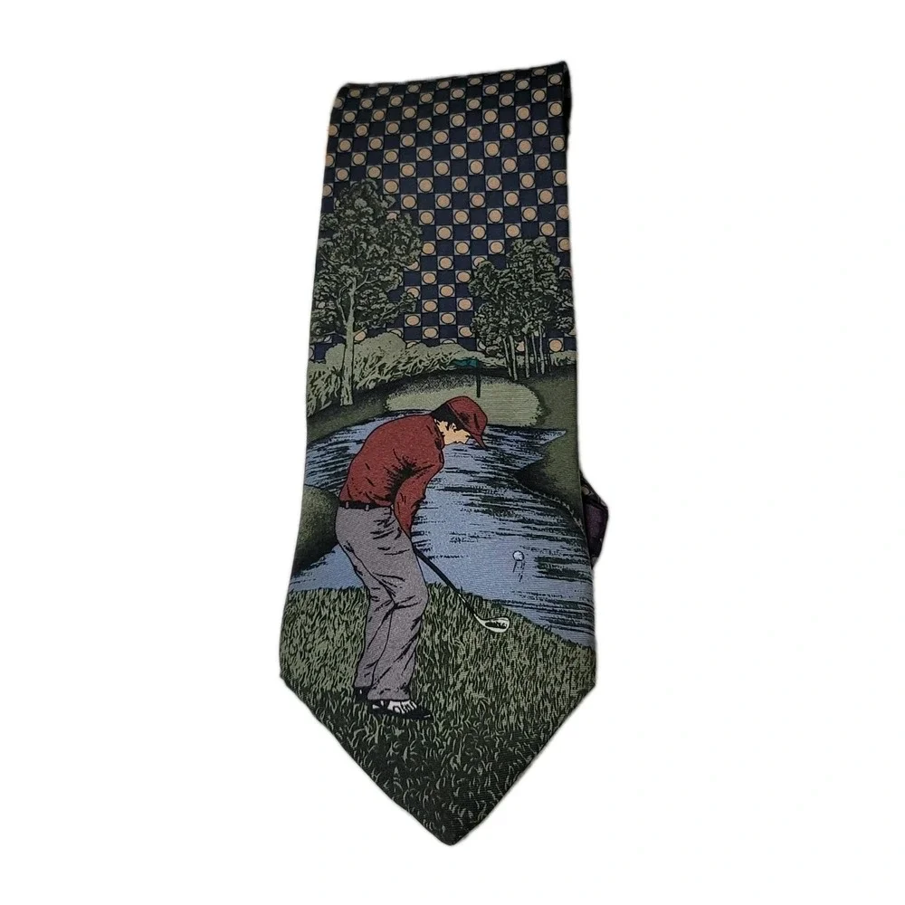Vintage Sutter & Grant Neck Tie Man Golfing Silk Made In USA